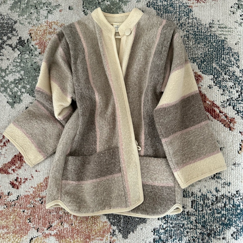 Vintage Berit Havre Vevstue Norway Women’s Pure Wool Coat Wide Sleeve size small - Picture 2 of 16